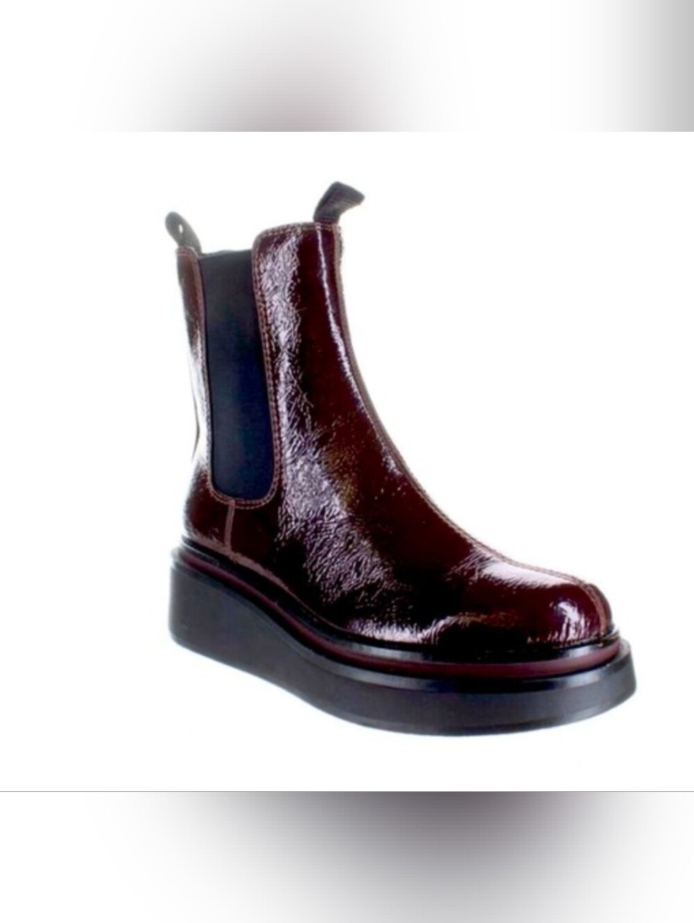 Sam Edelman Women's Patent Dark Burgundy Chelsea Platform Boot